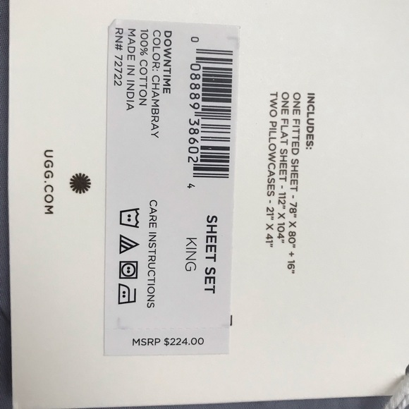 NWT UGG King Sheet Set - Half Off! - Picture 3 of 6